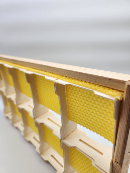 Honeycomb frames with special external dimensions suitable for insertion into Zander frames