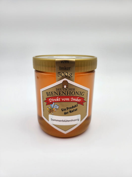 Sommerblütenhonig 500 g Glas – mild & flüssig direkt vom Imker - Imkerei B&J